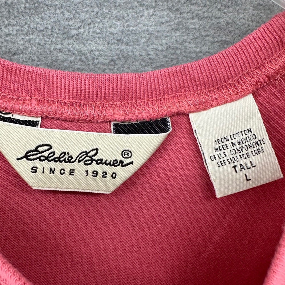 Eddie Bauer T-Shirt Women Large Tall Pink Short Sleeve Crew Neck Cotton Solid - Picture 3 of 6